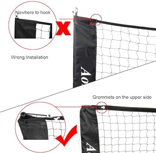 ست تور مینی تنیس Aoneky 10ft/18ft، پایه قاب فلزی و توری نایلونی قوی - تور بدمینتون تنیس قابل حمل PikckleBall برای کودکان و نوجوانان جوان 3M 6M در فضای باز Image