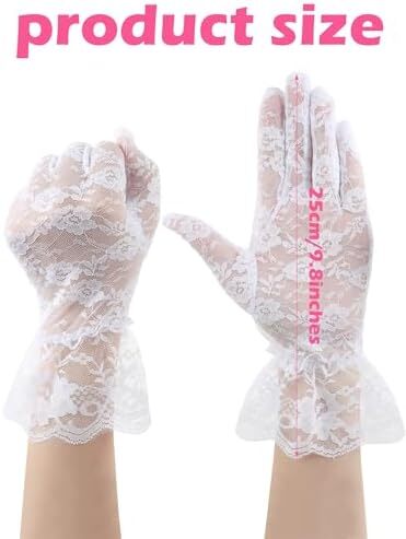 UCLEVER دستکش توری عروس Vintage دستکش اپرا مش گل برای لباس زنانه Image