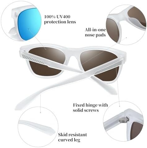 عینک آفتابی پلاریزه ژوپین برای مردان زنانه، عینک آفتابی کلاسیک رترو محافظ UV400 در رانندگی ماهیگیری Image