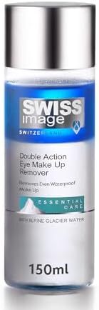 پاک کننده آرایش چشم دو عمل دوگانه Swiss Image Essential Care، 150 میلی لیتر، پاک کننده آرایش ضد آب و سرسخت، تست شده از نظر چشم