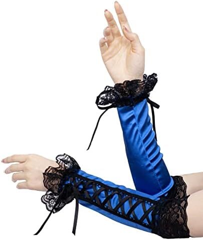 دستکش زنانه بدون انگشت JISEN با آرنج بند استیمپانک گرم کننده بازو Image