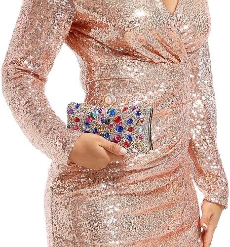 کیف پول‌های Clutch کریستالی Boutique De FGG برای کیف‌های شب زنانه کیف بدلیجات جشن عروسی Image