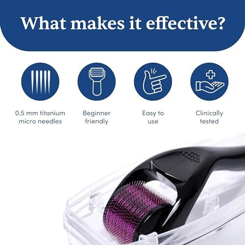 میکرونر درما رولر من متترز با ضدعفونی کننده 540 میکرو 0.5 میلی‌متری سوزن‌های آلیاژ تیتانیوم، ریزش مو را کاهش داده و فولیکول‌های مو را تحریک می‌کند. استفاده آسان، ایمن و مؤثر، 1 عدد (بسته 1) مشکی Image