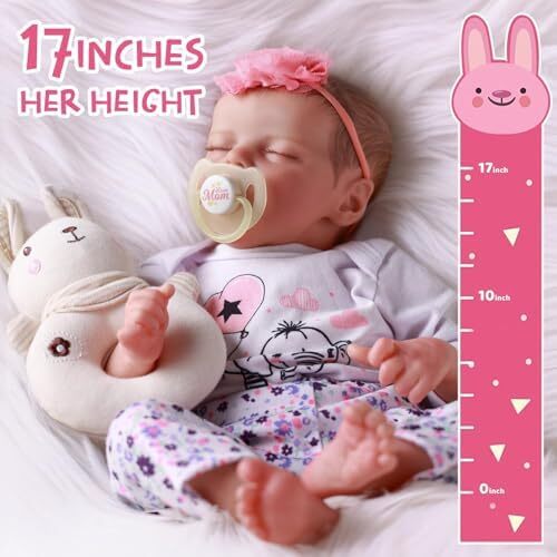 ADFO Lifelike Reborn Baby Dolls Twinnie - Girl 17-Inch - Soft Body Realistic-Newborn Baby Dolls Full Vinyl Body Poseable Baby Girl with Feeding Kit Gift Box for Kids Age 3+ Image