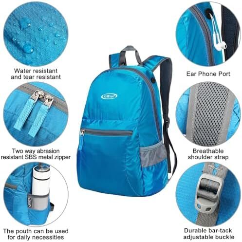 کوله‌پشتی ضدآب بسیار سبک تاشو G4Free کوچک 20 لیتری برای کمپینگ زنانه دوچرخه‌سواری مردانه Image