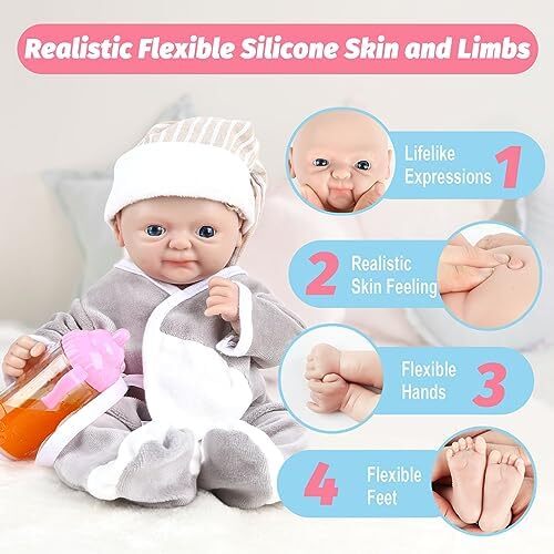 Vollence 12" Preemie Full Body Silicone Baby Doll Boy Lifelike Doll Reborn Surprice کودکان ضد استرس Image