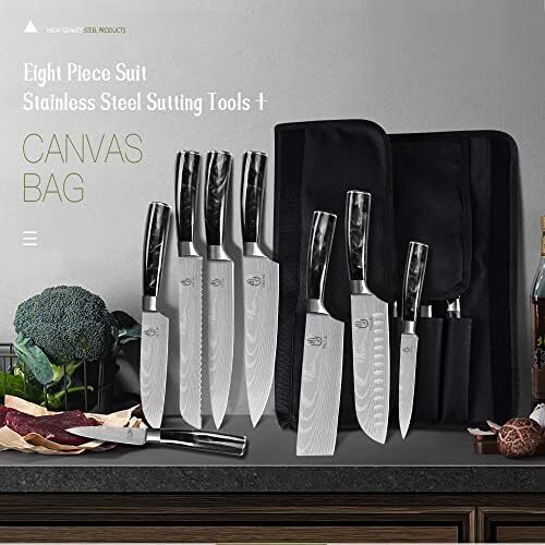 ست چاقو FULLHI، شامل 14 عدد چاقوی ژاپنی، با دسته رزینی مشکی و استیل ضد زنگ با کیفیت بالا Image