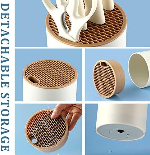 ست چاقو آشپزخانه FTNESGYM، شامل ۵ عدد چاقوی استیل ضد زنگ با بلوک، چاقوی سفید با کربن بالا و دسته ارگونومیک برای خرد کردن، برش، تکه‌تکه کردن و پوست‌کنی (سفید) Image