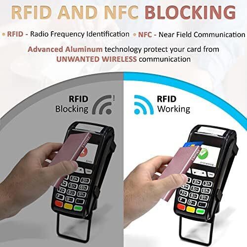 دارنده کارت Empire، کیف زنانه، نگهدارنده کارت اعتباری برای زنان، مسدود کردن RFID/NFC، کیف پول کوچک زنانه، کیف پول باریک برای زنان، کیف پول مینیمالیستی برای زنان، جای کارت زنانه، کیف پول کارتی صورتی درخشان Image