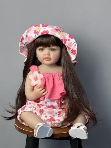 Nano Classic Neo Classic 22 inch 55 Cm Reborn Baby Doll نرم کامل بدن سیلیکونی نوزاد واقعی شبیه عروسک بچه عروسک اسباب بازی دخترانه هدیه (لباس صورتی) Image