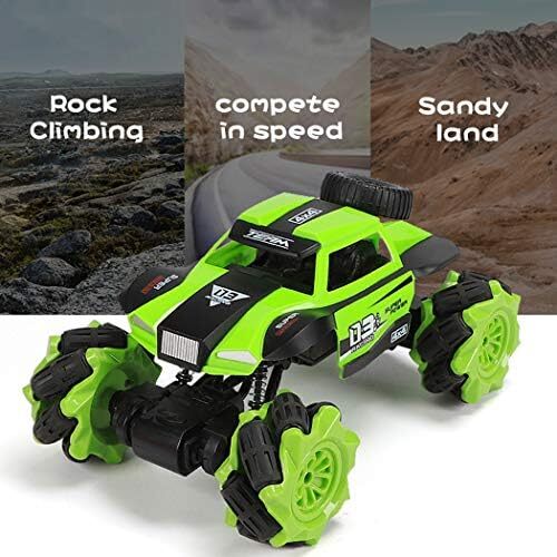 Swift RC Cars 4WD Drift Stunt کنترل از راه دور خزنده آفرود ماشین Twist 4x4 با سنسور گرانش تعلیق واقعی ساعت نور موسیقی اسباب بازی کودکان هدیه هدیه برای کودکان - (سبز) Image