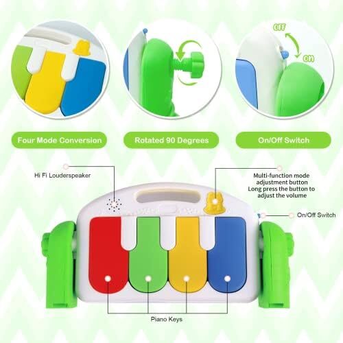 تشک های بازی SKY-TOUCH برای باشگاه های بدنسازی کودک، تشک های بدنسازی پیانو با پا زدن و بازی، تشک شکم قابل جدا شدن با موسیقی و چراغ، اسباب بازی های آموزشی الکترونیکی موزیکال، مرکز فعالیت برای نوزادان و کودکان نوپا Image