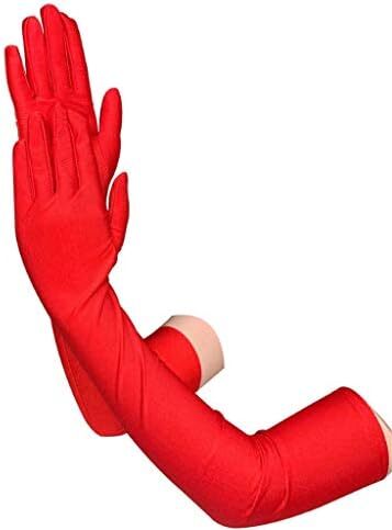 دستکش 21 اینچی برای مهمانی عصرانه زنانه DreamHigh دستکش ساتن بلند مشکی/سفید Image