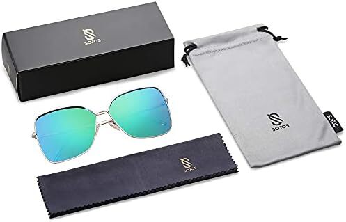 عینک آفتابی SOJOS Fashion Square Aviators برای زنان با لنز آینه تخت SJ1082 Image