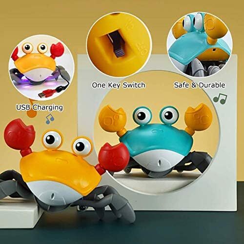 AliAliAli Baby Educational Electric Runaway Led And Music Crab Toy, 1 2 3 Years (فیروزه ای) - آبی Image