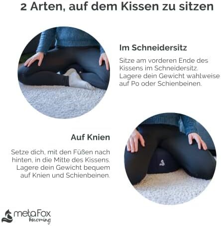 کوسن مدیتیشن metaFox - بالش مدیتیشن راحت برای تمرین مدیتیشن طولانی و به عنوان کوسن یوگا - بالش کف کوسن مدیتیشن ساخته شده از پوسته گندم سیاه (آبی فضایی) Image