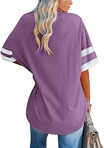 تی‌شرت زنانه یقه گرد/ویژه زنانه زنانه نیم‌آستین تی‌شرت‌های بیسبال سایز بزرگ تاپ‌های تونیک Image