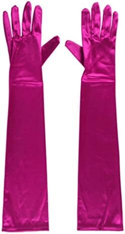 دستکش 21 اینچی برای مهمانی عصرانه زنانه DreamHigh دستکش ساتن بلند مشکی/سفید Image