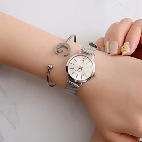ساعت مچی زنانه ساعت مچی زنانه دستبند زنانه ساعت مچی زنانه ساعت مچی مشبک قابل تنظیم ساعت مچی فلزی با کمربند مشبک ساده گاه به گاه زنانه نگهدارنده ساعت رزگلد Image