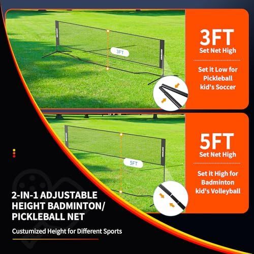 ست توپ ترشی قابل حمل GOTWAH با توری برای درایو - سیستم توری با سایز تنظیمی 22FT و دست و پاچه های فایبر گلاس مجموعه 4 و 4 توپ ترشی فضای باز و 4 توپ ترشی داخلی و 2 کیسه