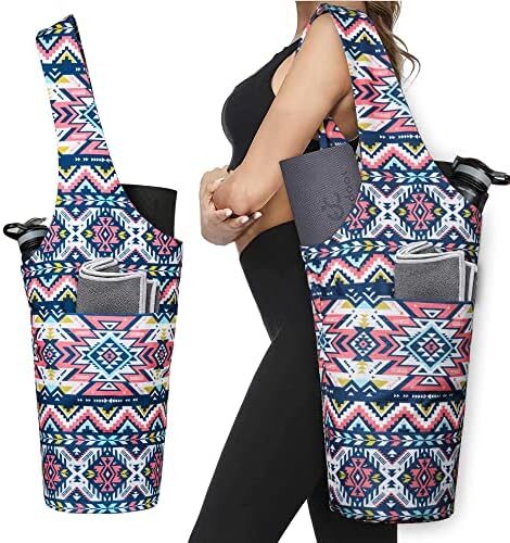 کیف مت یوگا چاپ شده مد روز با جیب کناری بزرگ و جیب زیپ دار کیف یوگا بلند و مناسب تشک های بزرگ - دارای لوازم جانبی یوگا بیشتر Image