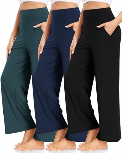 FULLSOFT 3 شلوار یوگا گشاد زنانه شلوار ورزشی گشاد راحت شلوار راحتی گشاد شلوار راحتی با جیب Image