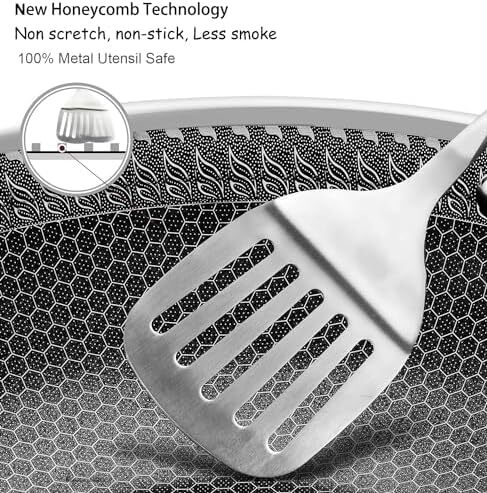 تابه سرامیکی استیل ضد زنگ SYXUMLKLS با درب 28 سانتی‌متر، تابه وک با تکنولوژی هیبریدی، نچسب، مناسب برای اجاق‌های برقی، گازی و القایی Image