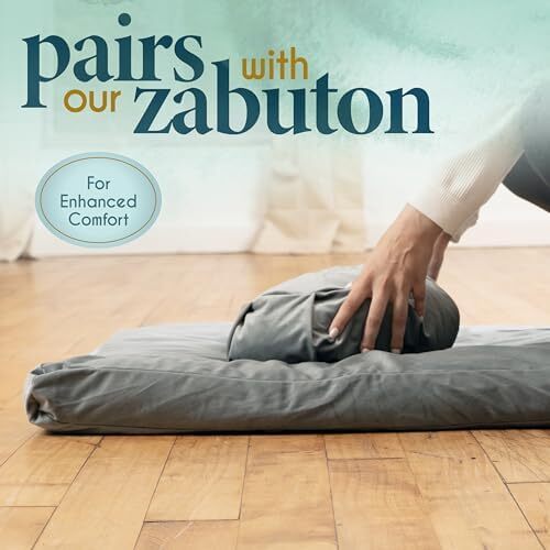 کوسن مدیتیشن فلورنسی - بالش کف راحت - بالش مدیتیشن هلالی سنتی با روکش مخملی زیبا - صندلی بالشتک کف بزرگ برای بزرگسالان - تقویت کننده گندم سیاه یوگا ممتاز Image