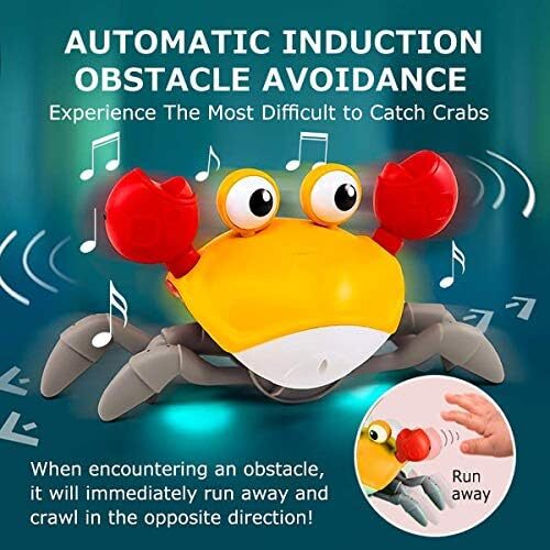 AliAliAli Baby Educational Electric Runaway Led And Music Crab Toy, 1 2 3 Years (فیروزه ای) - آبی