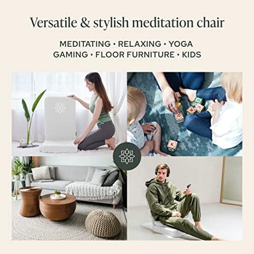 صندلی مدیتیشن حرفه ای قابل تنظیم تاشو ذهنفول و مدرن - صندلی مدیتیشن با پشتیبان و بالشتک مدیتیشن گندم سیاه پاداش - دستیابی به یک تمرین ذهن آگاهی عمیق راحت - صندلی کف Image