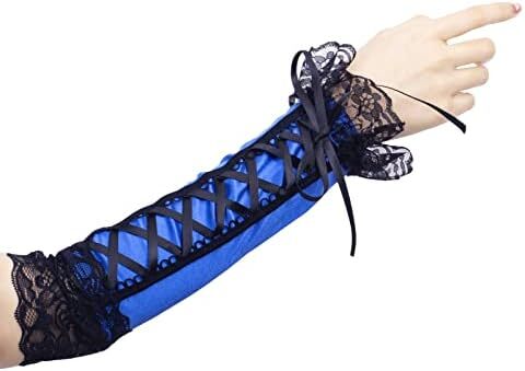 دستکش زنانه بدون انگشت JISEN با آرنج بند استیمپانک گرم کننده بازو Image