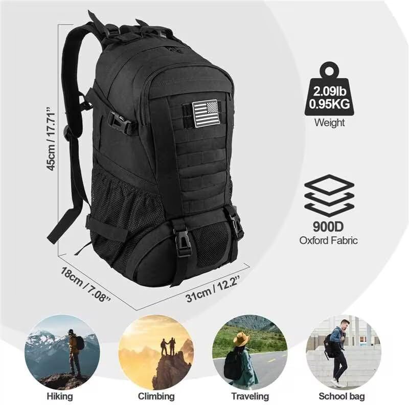 کوله پشتی تاکتیکی Jueachy برای مردان Molle Military Rocksack Pack 30L ضد آب با پچ پرچم ایالات متحده آمریکا