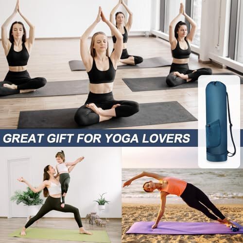 کیسه تشک یوگا گردنفتات با بطری آب، جا متحرک یوگا با بند کامل با بند قابل تنظیم نگهدارنده تشک یوگا با کیسه های یوگا ضد آب جیبی برای زنان مردانه Image