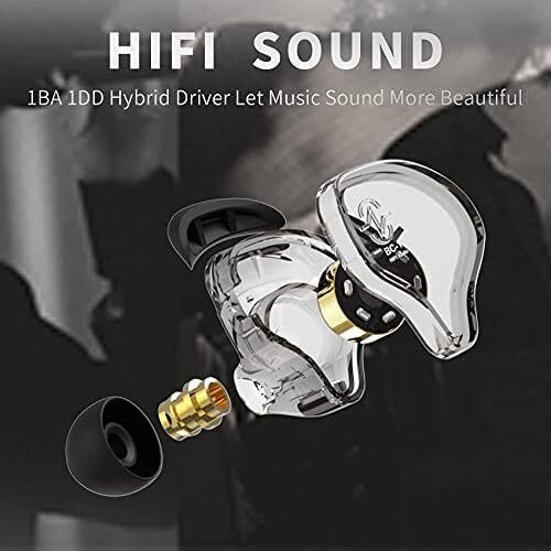 هدفون های CCZ Yinyoo Melody درون گوشی، هدفون های سیمی بدون میکروفن IEM HIFI با بیس 1DD 1BA، باله های گوش، هدفون های IEM با کابل 4N OFC برای موسیقیدانان، خوانندگان، روی صحنه، استودیو (بدون میکروفن، مشکی شفاف) Image
