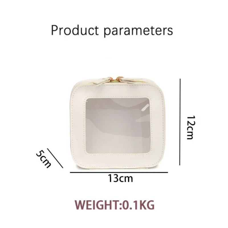 کیف آرایشی مینی شفاف  | کیف چرمی ضدآب مناسب کیف دستی و سفر سفید Image