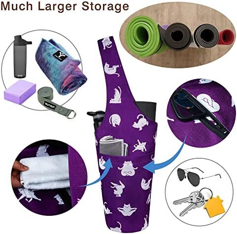 کیف مت یوگا چاپ شده مد روز با جیب کناری بزرگ و جیب زیپ دار کیف یوگا بلند و مناسب تشک های بزرگ - دارای لوازم جانبی یوگا بیشتر Image