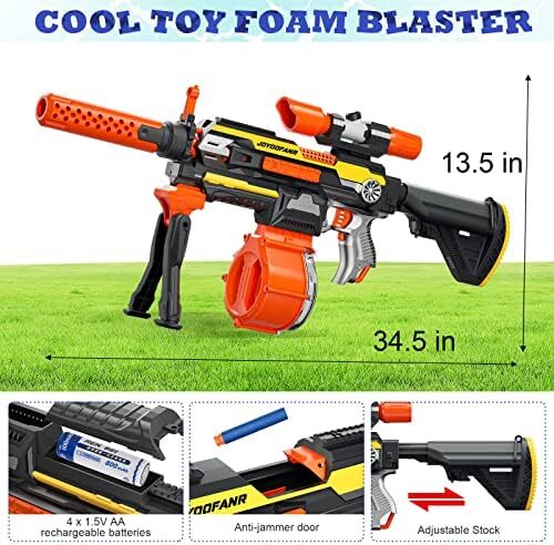 مسلسل خودکار Toy Guns با کیت جلیقه تاکتیکی - تفنگ تک تیرانداز اسباب بازی با دو پایه - گیره مجله درام و 120 دارت - اسباب بازی اسلحه فوم برای پسران 8-12 کودک بزرگسال هدایای کریسمس تولد Image