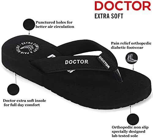 DOCTOR EXTRA SOFT Ortho Care زنانه ارتوپدی و دیابتی احساس خوب فوق العاده راحت Dr Sliders فلیپ فلاپ و دمپایی خانه برای زنان و دختران OR-D-16 Image