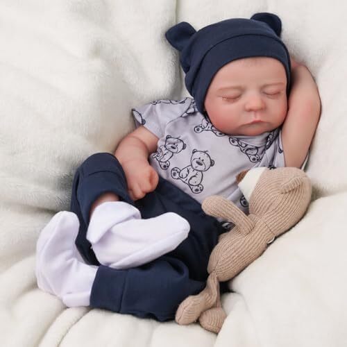 ADFO Lifelike Reborn Baby Dolls Boy - 17-Inch Real Baby Feeling Realistic-Newborn Full Body Vinyl Anatomically Correct Real Life Baby Dolls with Toy & Gift Box for Kids Age 3 + Image