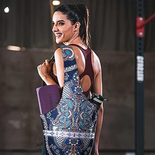 کیف مت یوگا چاپ شده مد روز با جیب کناری بزرگ و جیب زیپ دار کیف یوگا بلند و مناسب تشک های بزرگ - دارای لوازم جانبی یوگا بیشتر Image