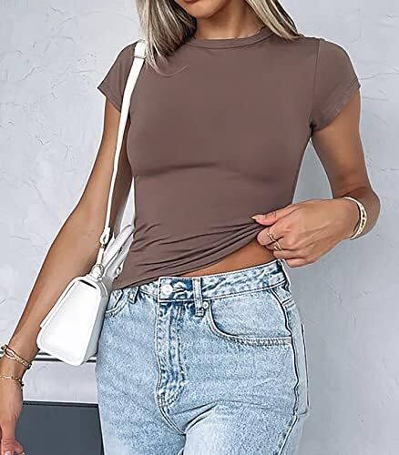 تی شرت آستین کوتاه تمرینی تیشرت یقه گرد زنانه بیگرام باریک و باریک Image