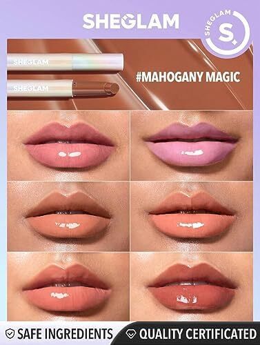 آرایش SHEGLAM - Pout-Perfect Shine Lip Plumper - Moisturizing Plumping Lip Glass Solid Nourishing (Mahogany Magic) Image