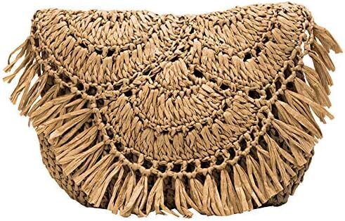 کیف دستی حصیری با ظرفیت بزرگ Aktudy، کیف دستی شانه ای توخالی برای زنان کیف ساحلی مسافرتی تابستانی Image