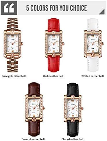 ساعت SKMEI برای زنانه زنانه زنانه ساده لوکس ضد زنگ مربعی مدل لباس ضد آب کوارتز آنالوگ کوچک و باریک لباس گاه به گاه همسر هدیه دخترانه ساعت مچی طلا Image