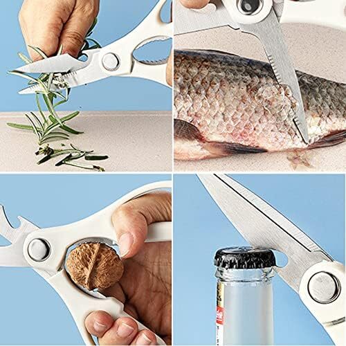 ست چاقو آشپزخانه FTNESGYM، شامل ۵ عدد چاقوی استیل ضد زنگ با بلوک، چاقوی سفید با کربن بالا و دسته ارگونومیک برای خرد کردن، برش، تکه‌تکه کردن و پوست‌کنی (سفید) Image