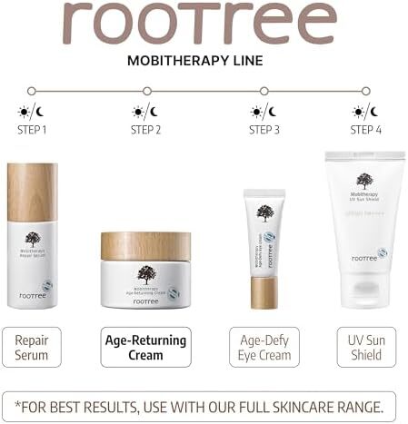 Rootree Mobitherapy Age Returing Cream 60g - کرم کره ای مراقبت از پوست، کرم ضد چروک و ضد پیری، بریتین کننده K Beauty، کرم مغذی صورت، درخشندگی پوست، وگان و بدون خشونت، برای انواع پوست Image