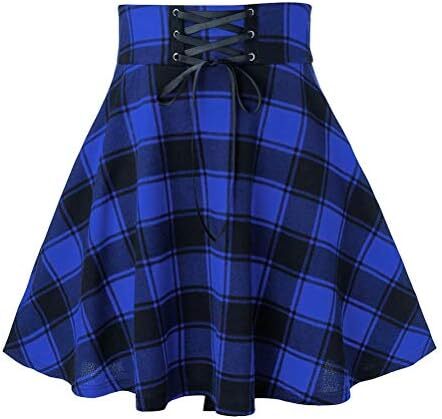 دامن های کوتاه چهارخانه گوتیک IDEALSANXUN برای دامن های چهارخانه کمر بلند زنانه Image