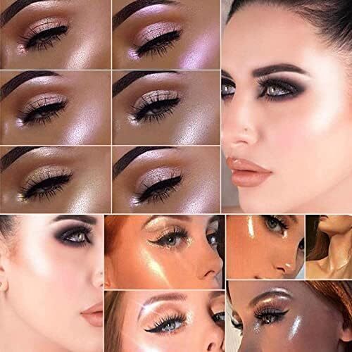 هایلایتر پالت آرایش، هایلایتر پالت روشن کننده پالت پودر سفید هایلایتر پخته ضد آب با ماندگاری درخشان و روشن کننده رنگ پوست صورت کانتور پودر آرایشی هایلایتر Image