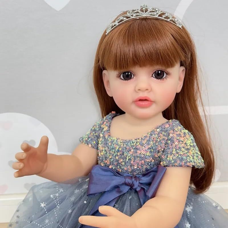 Nano Classic 22 inch 55 Cm Reborn Baby Doll نرم کامل بدن سیلیکونی نوزاد واقعی شبیه عروسک بچه عروسک اسباب بازی دخترانه هدیه عروسک (لباس شاهزاده) Image