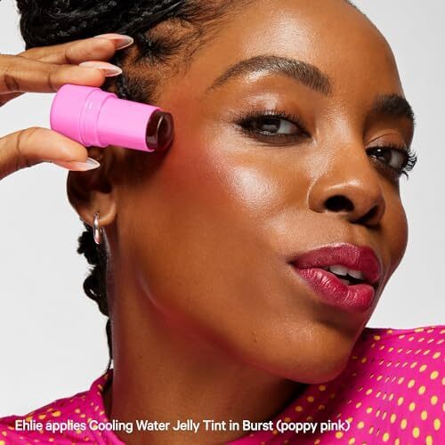 آرایش شیری آب خنک کننده ژله ای رنگ لب + لکه رژ گونه (ترکیدن - صورتی خشخاش) .17 اونس / 5 گرم Image